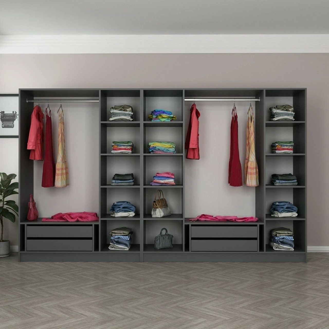 Dollap Skye Decor, anthracite e zi, 315x210x52cm