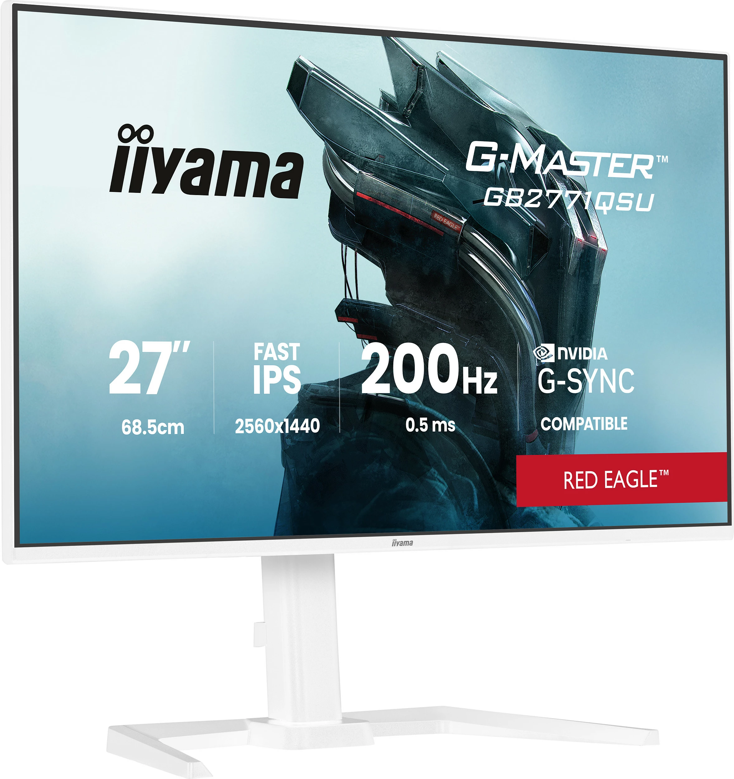 Monitor iiyama G-MASTER GB2771QSU-W1, 27", WQHD 2560x1440, 200Hz, IPS, i bardhë
