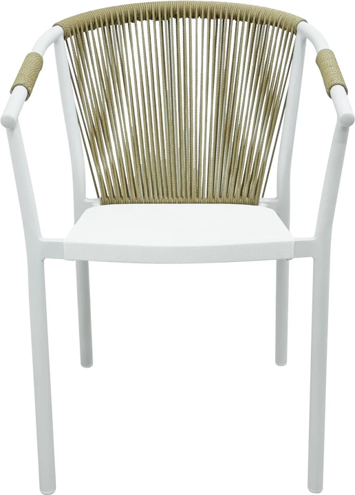 Karrige alumini, ngjyrë e bardhë, tekstilene-ratan, 56x63x82cm