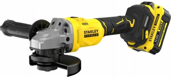 Bluarëse këndore Stanley FATMAX SFMCG710M1TQW 18V 125mm brushless, set me bateri 4Ah + karikues + valixhe PRO-STACK, zi/verdhë