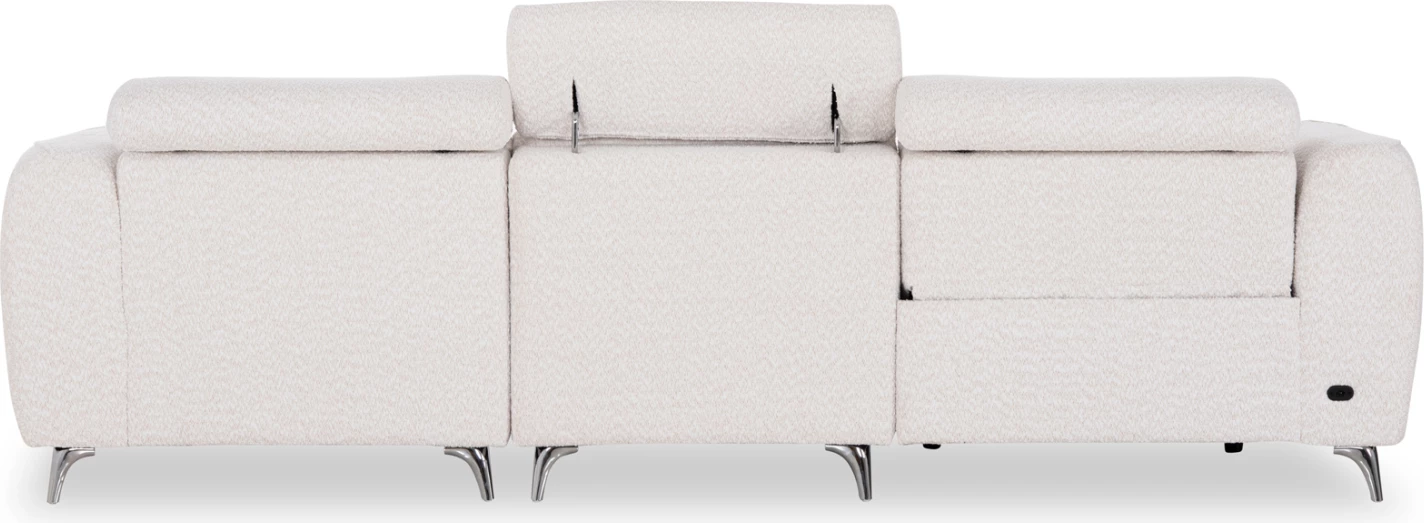 Kënd i djathtë divan 3-vendësh me recline, stof teddy bezhë, VALENTE CD3317.02R, 275x160x104cm
