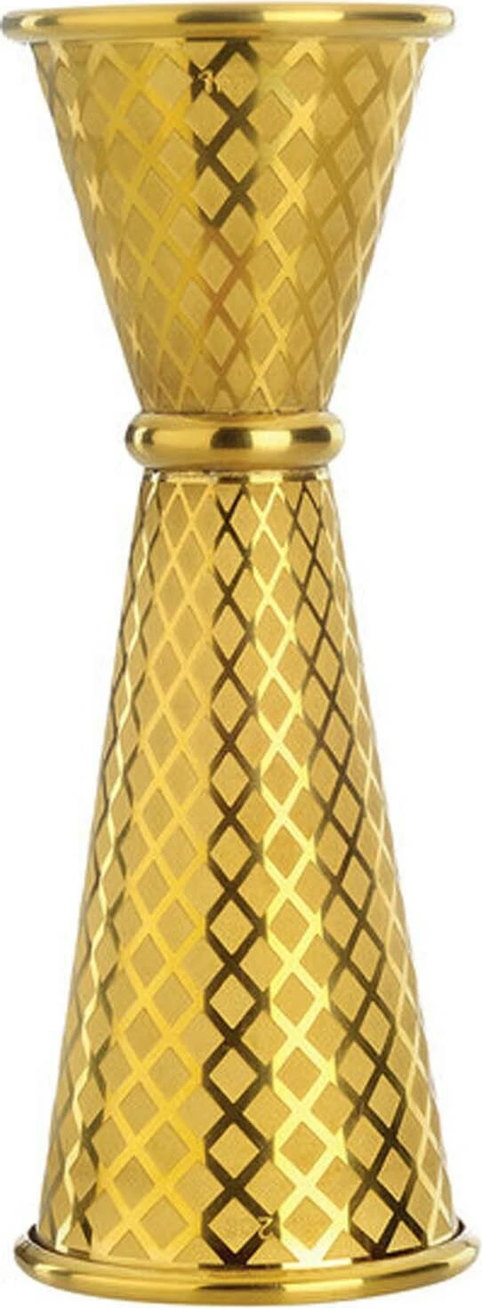 Jigger matës koktejesh, BarFly, Diamond Lattice stil japonez, 30/60 ml, çelik inox 18/8, ari