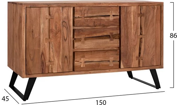 Bufe FH8176 Fansi prej druri akacie natyral 150x45x86cm