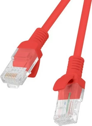 Kabllo rrjeti LANBERG Patchcord Cat5e UTP RJ-45 0.5m, paketim 10 copë, e kuqe