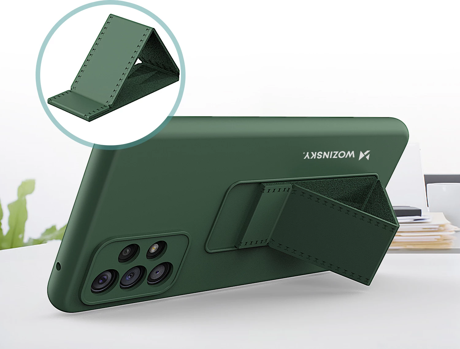 Mbështjellës Wozinsky Kickstand Case për Samsung Galaxy A73, silikon, blu e errët