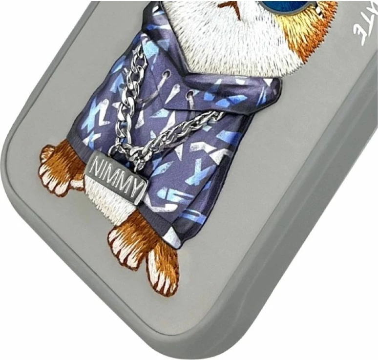 Kapak telefoni Nimmy Glasses Cool Cat për iPhone 15 Pro Max, gri