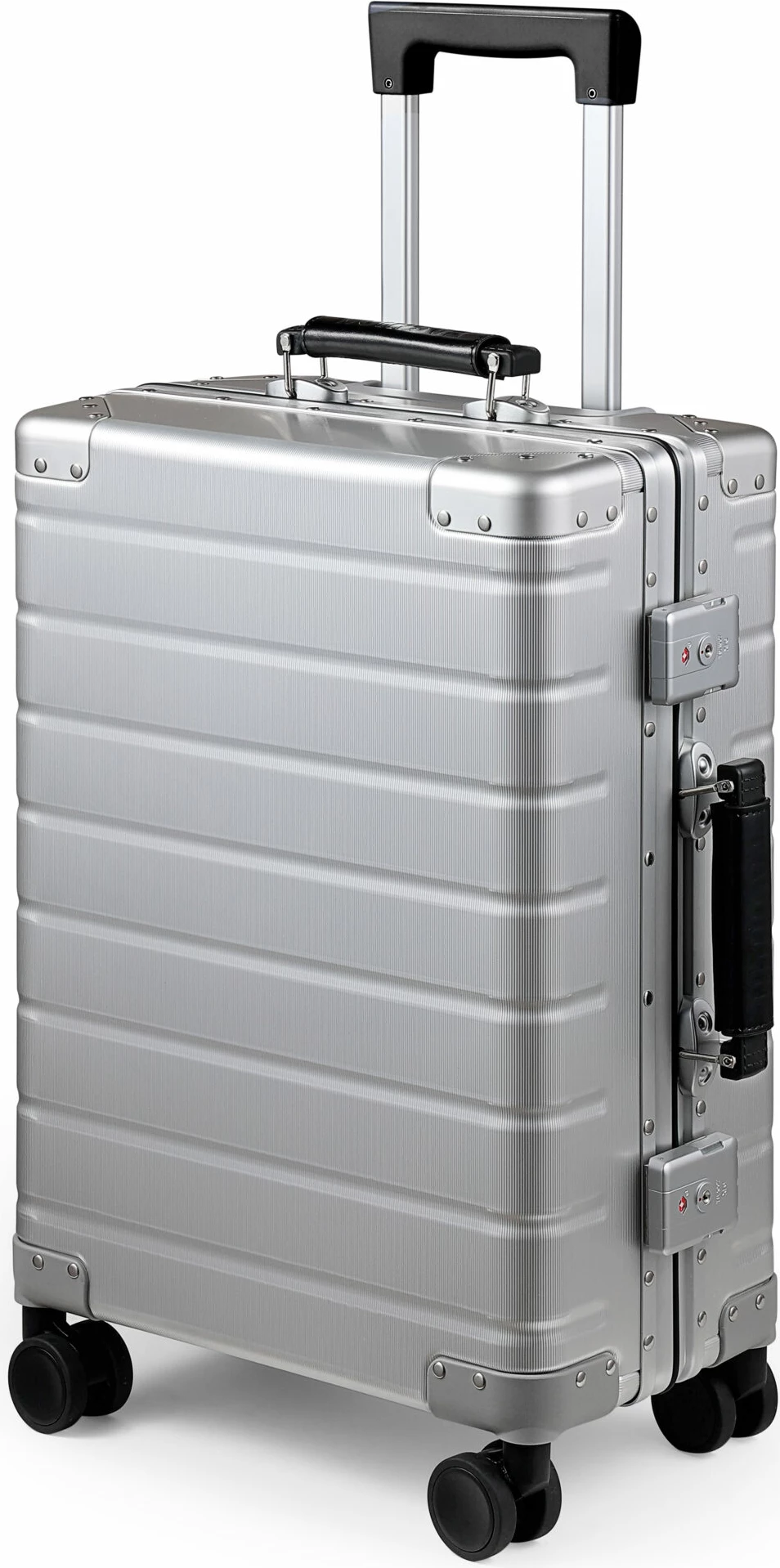 Valixhe udhëtimi Twopoint 20" alumini (aliazh alumini-magnezi), TSA drysh kombinimi, 360° rrota, waterproof, argjendtë