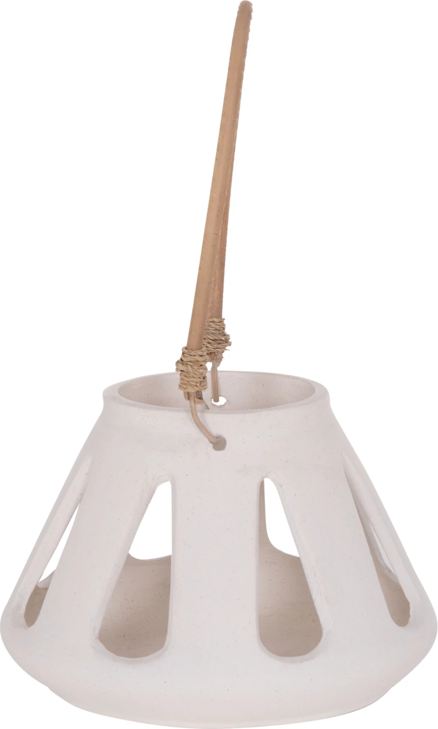 Llambë dekorative tavoline, fibër çimentoje e bardhë, dorezë ratan, ERANTYL FH4696.02S, 25x17cm