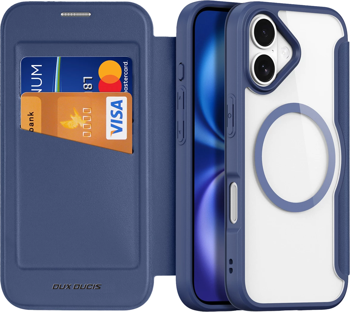 Mbështjellës Dux Ducis Skin X Pro për iPhone 17 Air me MagSafe dhe portofol, Kaltër