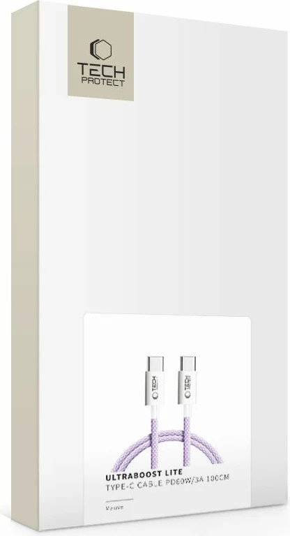 Kabllo USB-C Tech-Protect Ultraboost Lite 1m, 60W/3A, Vjollcë
