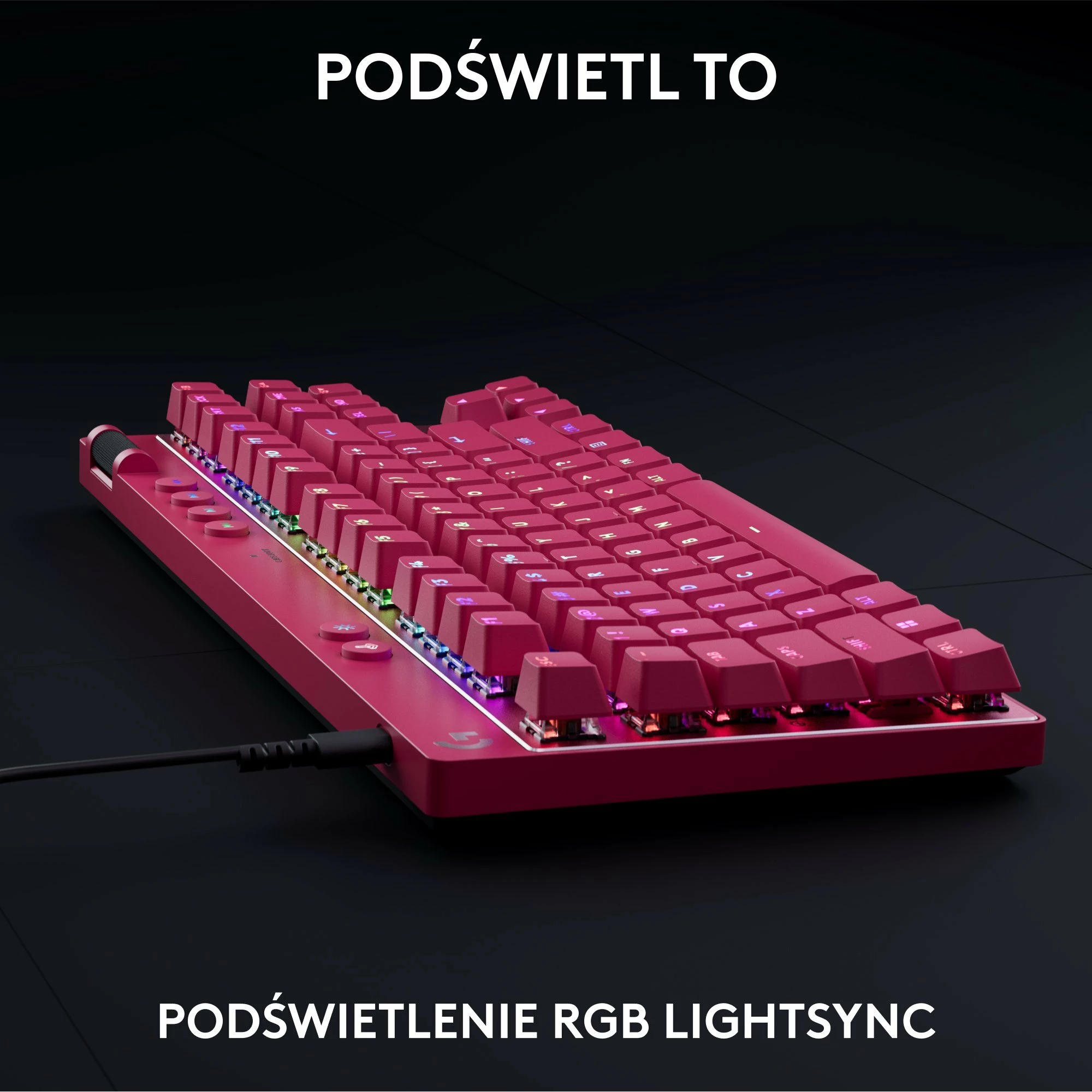 Tastierë gaming Logitech G PRO X TKL Rapid 920-013253, TKL 80%, switcha magnetikë analog, RGB, USB-C me kabllo, US INTL, pink