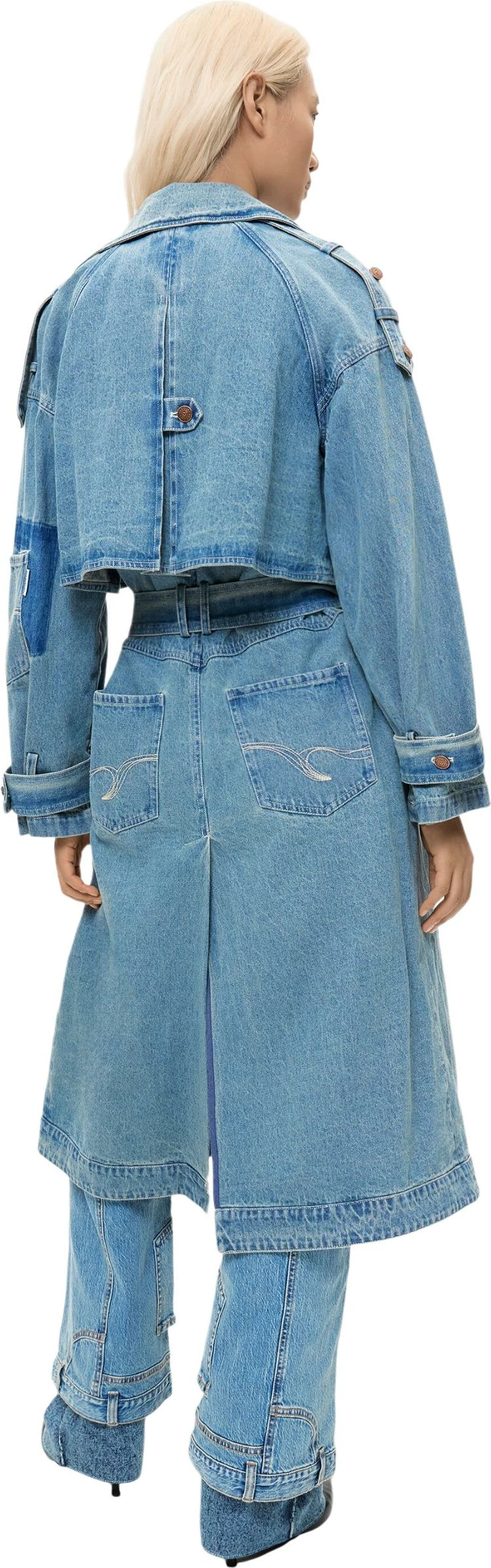 Pallto trench për femra Desigual CHAQ_GRESIL 26WWED01, denim e çelët [Madhësia: S]