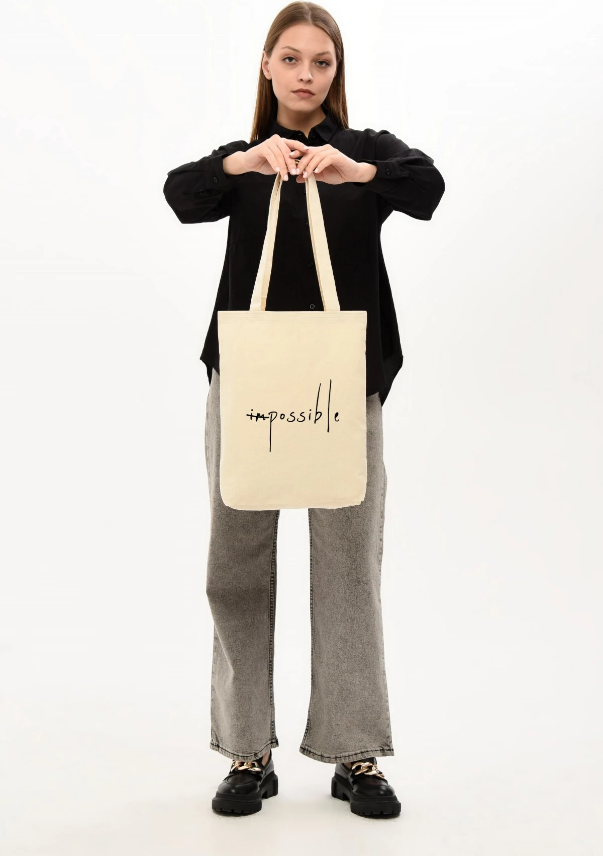Çantë tote Zoozie Bags, krem, 35x40x8cm
