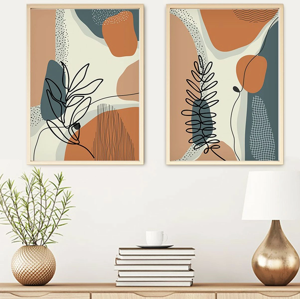 Pikturë dekorative me kornizë MDF (2 copë), Wallity, Huhu35, 70x50 cm