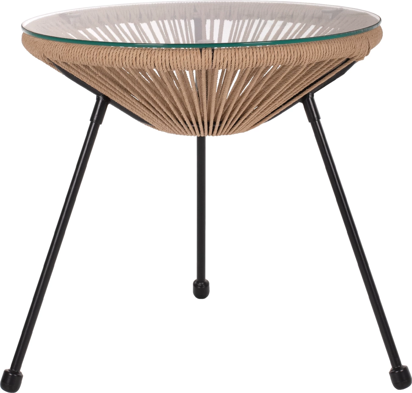 Tavolinë anësore profesionale ALLEGRA, këmbë metalike të zeza, ratan natyral, FH5873.01, D47Χ45Hcm