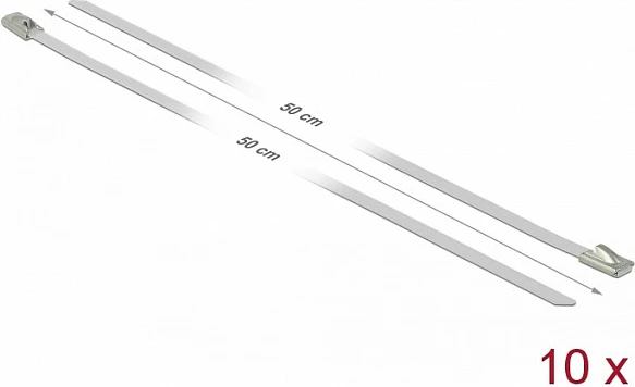 Lidhëse kabllosh inox DeLOCK 18820, 500 mm, 4.6 mm, 10 copë, e bardhë