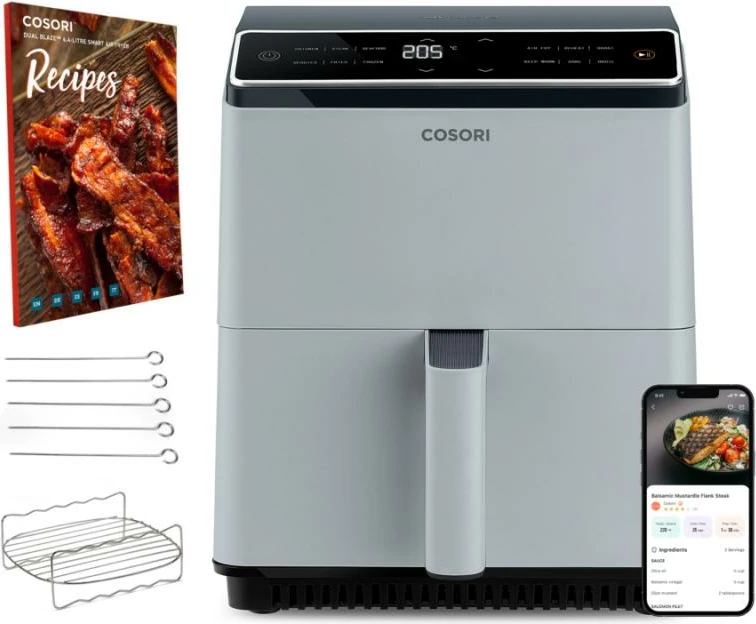 Fritezë me ajër Cosori Dual Blaze CAF-P583S-AEUR 6.4L, gri, set me aksesorë