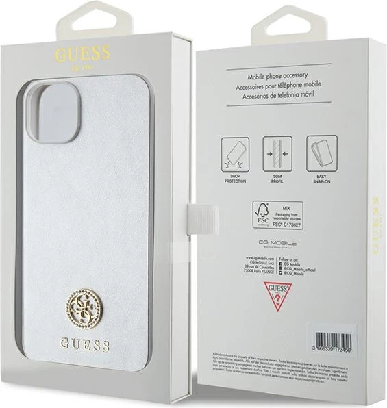 Mbështjellës Guess GUHCP15MPS4DGPS për iPhone 15 Plus 6.7", argjendtë