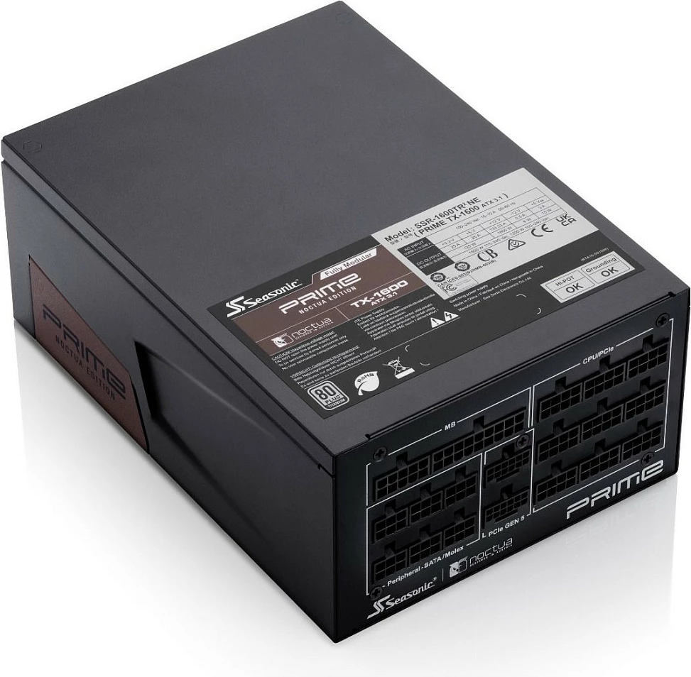 Furnizues rryme (PSU) Seasonic Prime TX-1600 Noctua Edition, 1600W, 80+ Titanium, Fully-Modular, ATX 3.1, kafe/zi