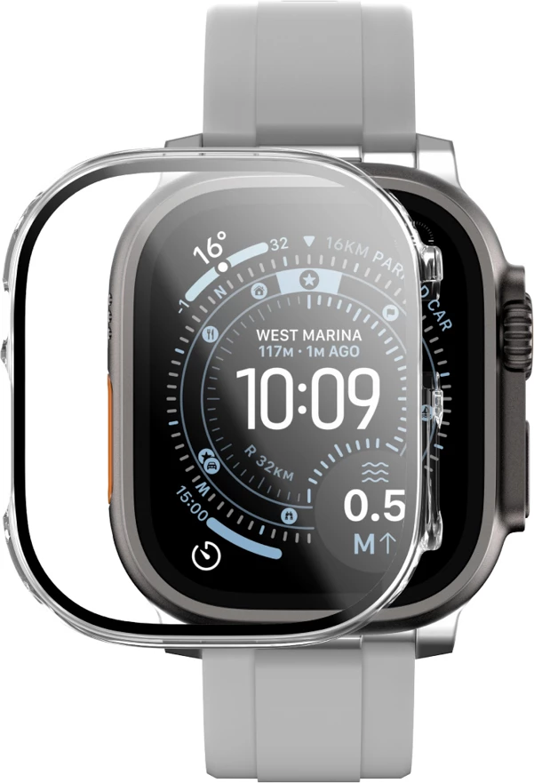 Mbrojtës ekrani xhami me mbështjellës, AmazingThing Radix FullGuard, për Apple Watch Ultra 3 49mm, transparent