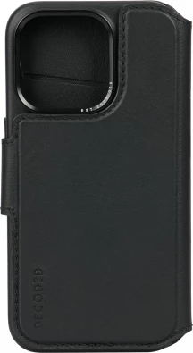 Mbështjellës Decoded Detachable Wallet për iPhone 15 Plus, me MagSafe, Lëkurë, Zi
