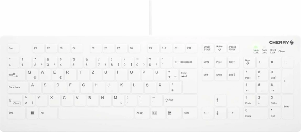 Tastierë Cherry AK-C8112, Full-size, Wired, USB, Scissor key switch, QWERTZ, Bardhë