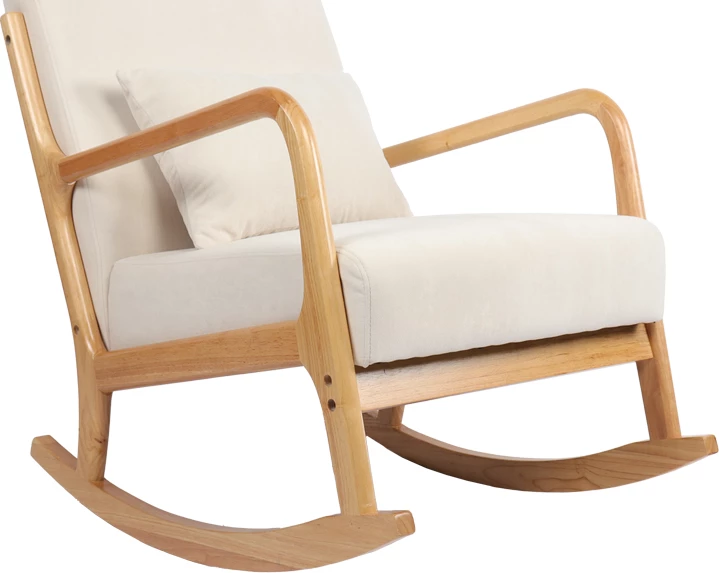 Karrige lëkundëse Edeldy, material krem, këmbë ngjyrë natyrale, 102x66x99cm