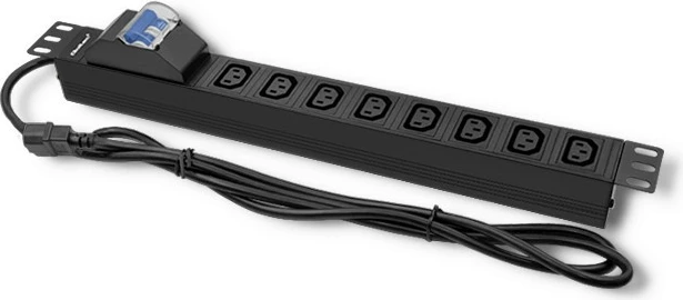 Kasë prizash Qoltec 53999, 8x IEC C13, 1U, 2m, e zezë