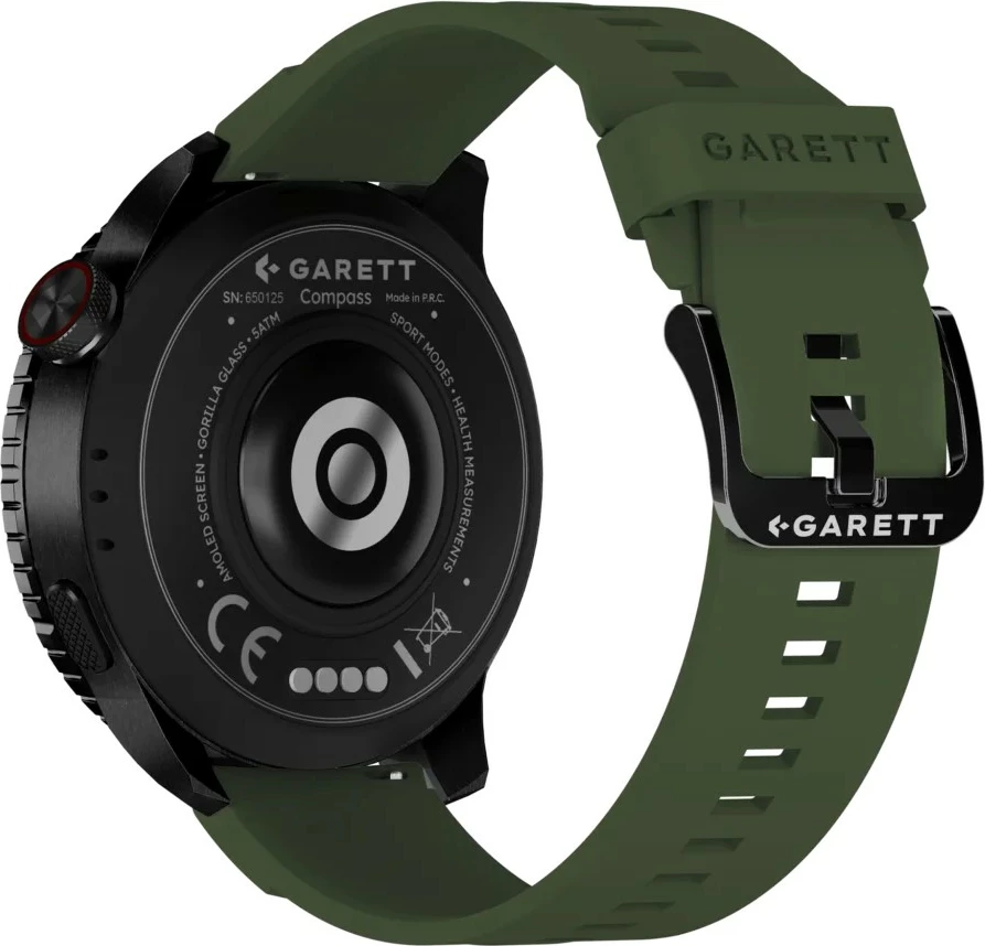 Smartwatch Garett Compass GPS 1.43\" AMOLED 470mAh 5ATM, e zezë, set me 2 rripa