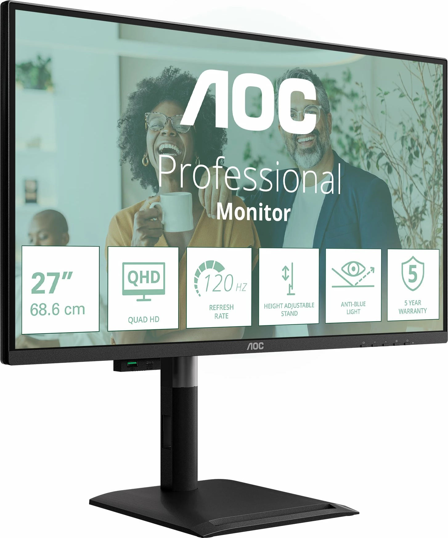 Monitor AOC Q27P4CV 27" QHD IPS 120Hz USB-C PD 96W, zi