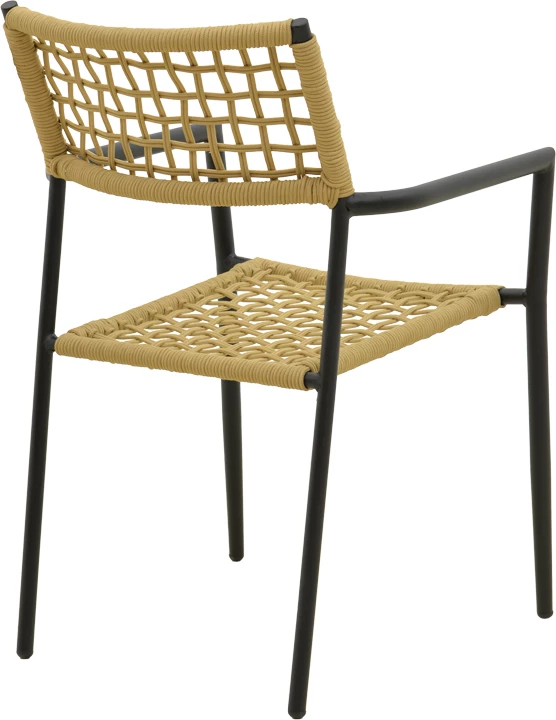 Karrige me krahë Castal, çelik i zi, litar natyral, 53x59x84cm