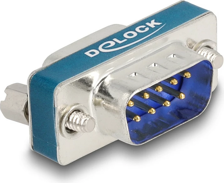 Adapter D-Sub 9-pin DeLOCK filtër RF/EMI low-pass, mashkull-në-femër, blu/argjendtë