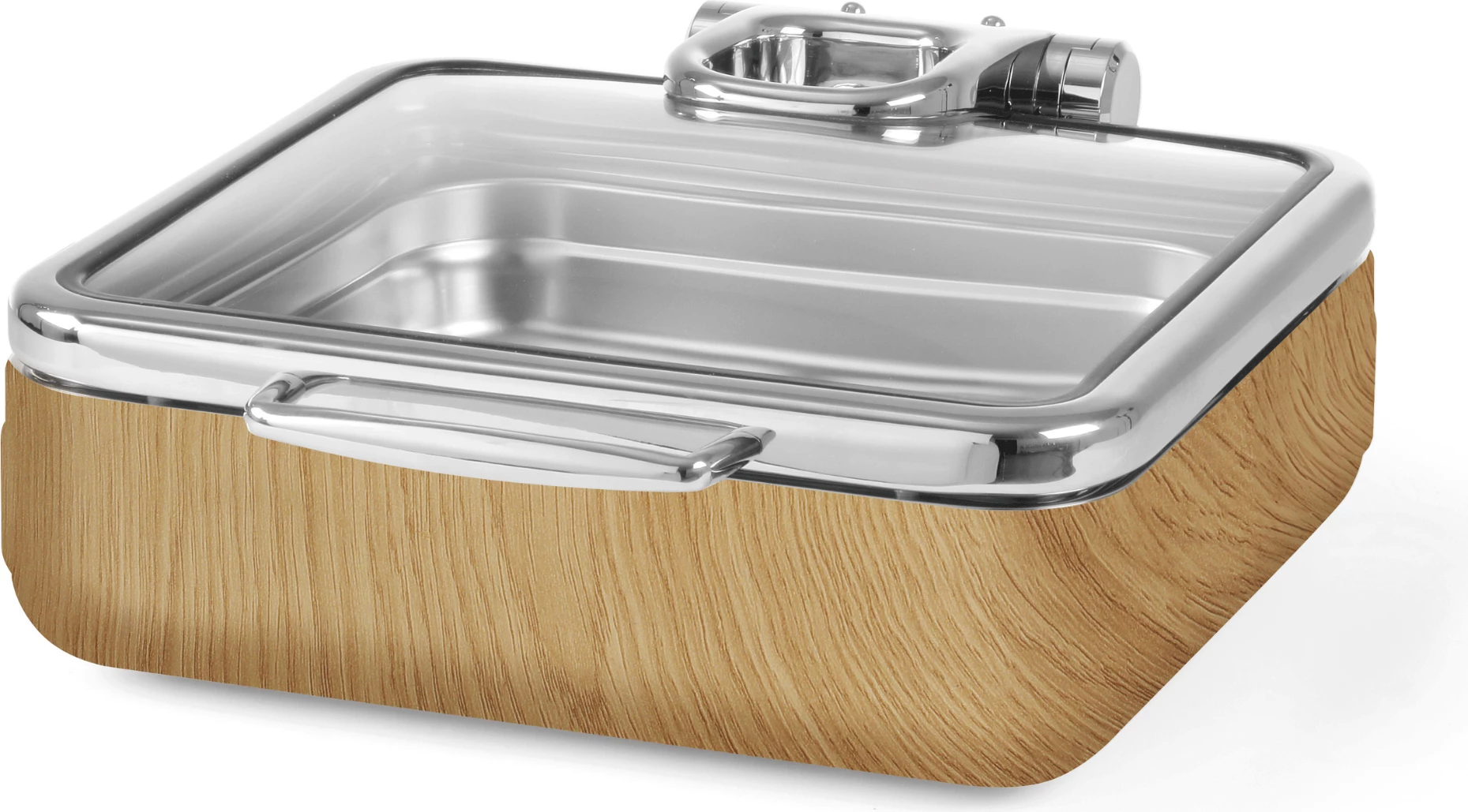 Enë ngrohëse bufeti, Fine Dine, Madeira De Luxe GN 2/3, me kapak xhami, bazë për induksion, çelik inox AISI 304, 400x465x165 mm, argjend