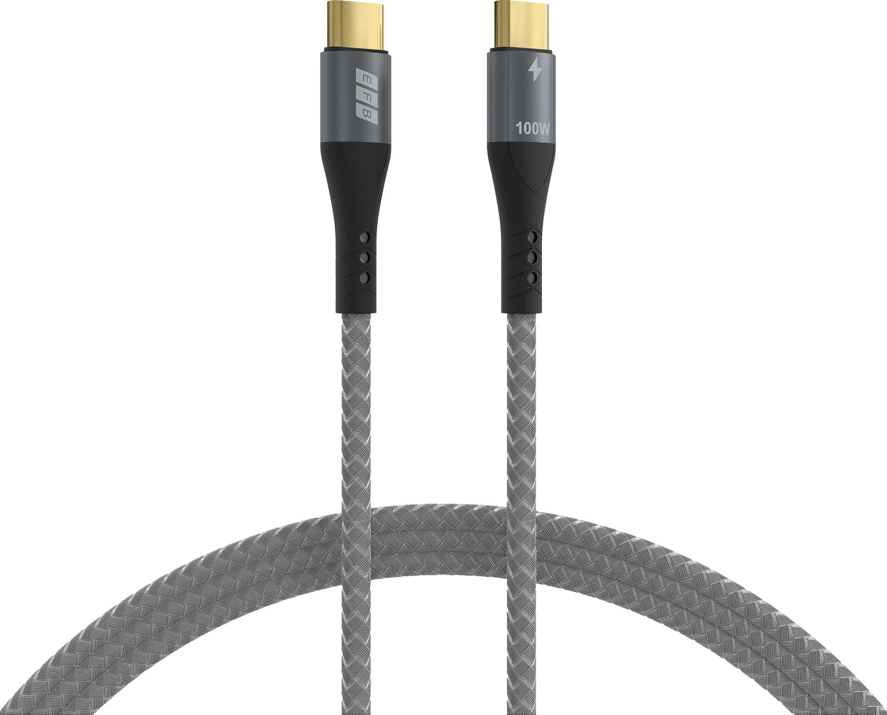 Kabllo USB-C EFB Elektronik USB-CC-00002, 1 m, 100W USB PD, USB-C në USB-C, e zezë/gri