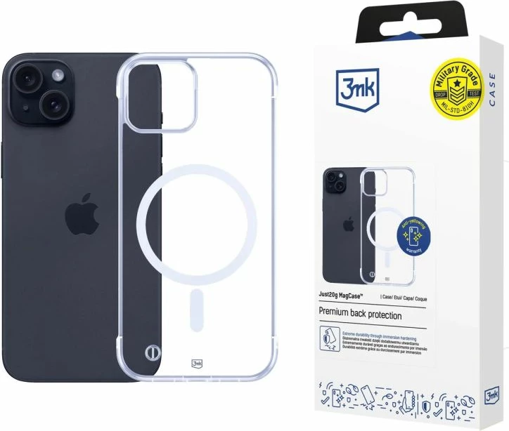 Mbrojtëse telefoni 3mk Just20g MagCase për iPhone 15 Plus, transparente