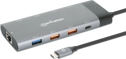 Docking station MANHATTAN USB-C PD 10-in-1, Dual Monitor 8K, gri