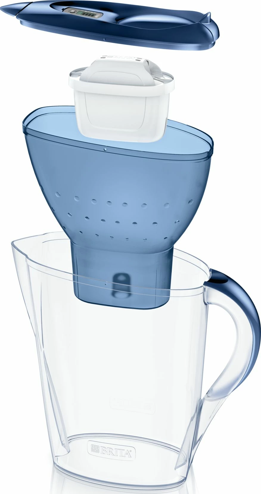 Kanarë filtruese uji Brita Marella Cool 2.4 L (1.4 L ujë i filtruar), me indikator elektronik BRITA Memo, 1 kartrixh MAXTRA PRO, blu