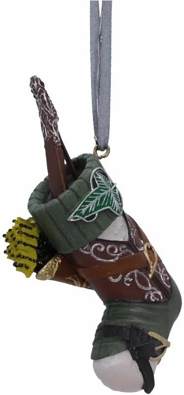 Ornament varëse çorape Krishtlindjesh NEMESIS NOW Lord of the Rings Legolas 8.8 cm, polyresin, në kuti dhurate, jeshile/kafe