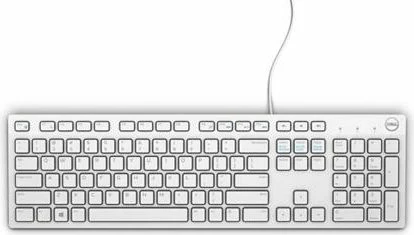 Tastierë Dell KB216 Quietkey 580-ADEG, USB me kabllo, layout US, me numpad, e bardhë