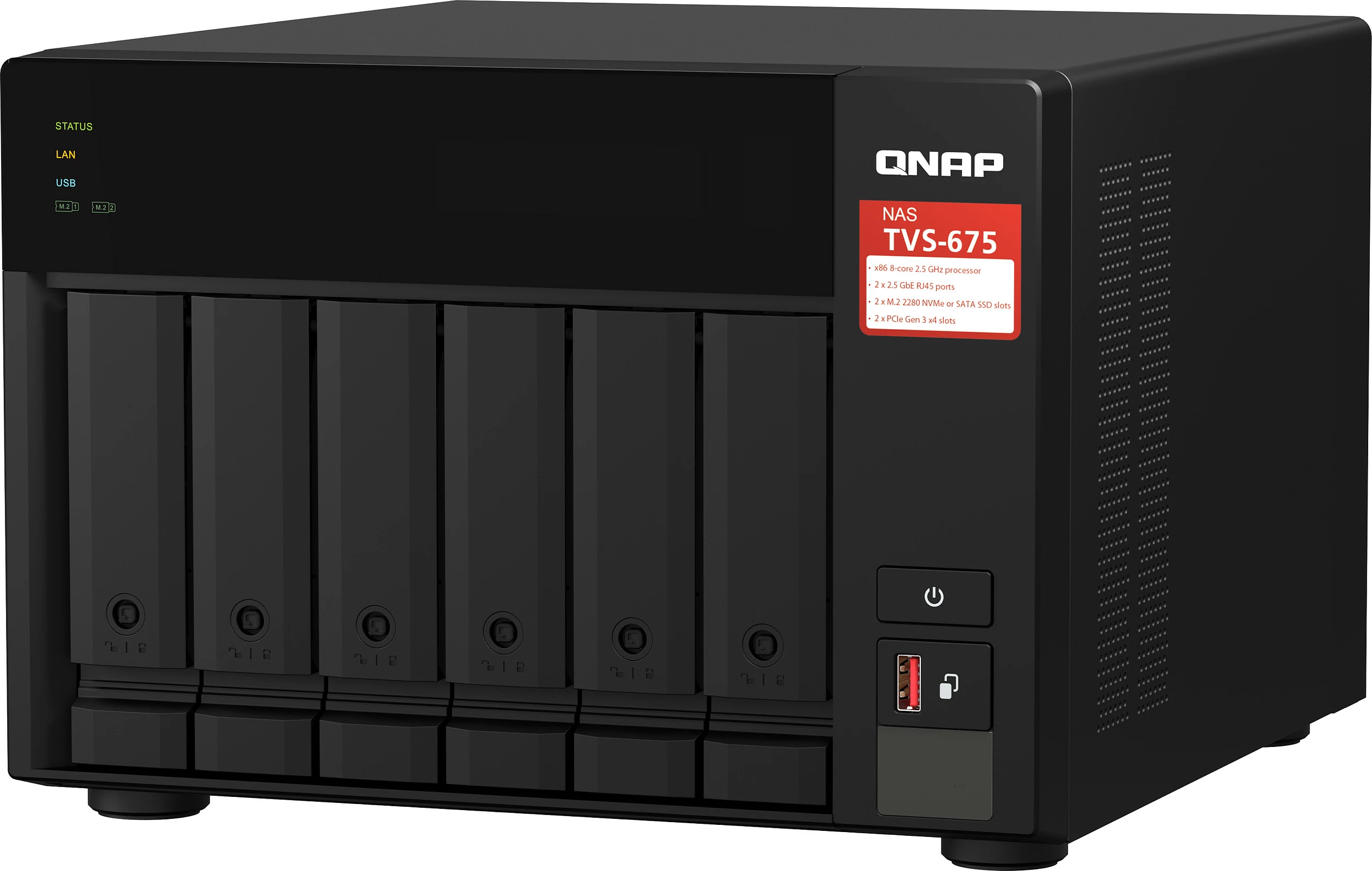 NAS QNAP TVS-675, 8GB DDR4, 6-Bay Tower, 2x 2.5GbE, HDMI 4K, i zi
