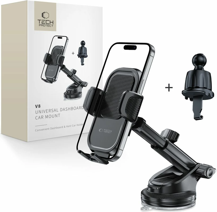 Mbajtës për celular Tech-Protect V8, universal, për veturë, i zi