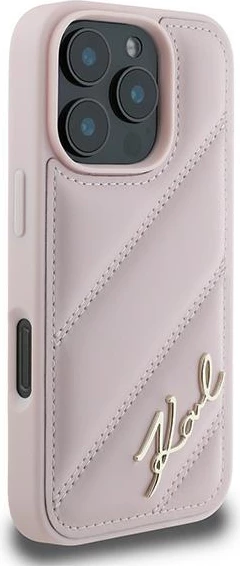 Mbështjellës Karl Lagerfeld Quilted Signature për iPhone 16 Pro Max, Rozë