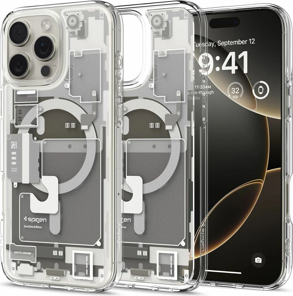 Mbështjellës Spigen Ultra Hybrid Mag Zero One për iPhone 16 Pro, MagSafe, Titanic