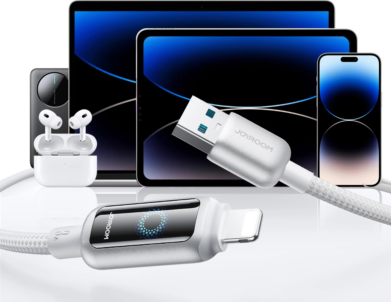 Kabllo USB-A në Lightning, Joyroom S-A55 StarFlight, 1.2 m 3A, e bardhë