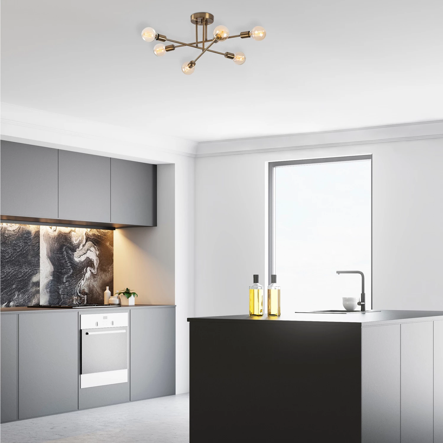 Llambë varëse metalike vintage,FH7239, 64x64x30cm