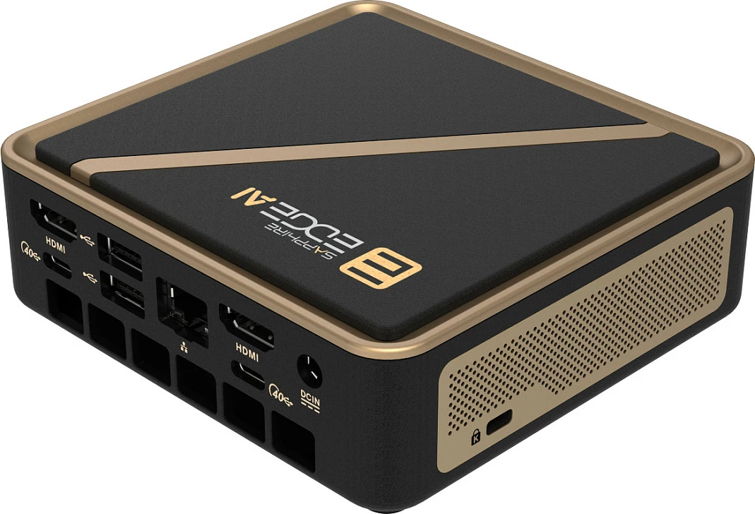 Kompjuter Mini PC barebone Sapphire EDGE AI 370, Ryzen AI 300, Radeon 890M, HDMI 2.1, VESA, i zi/ari