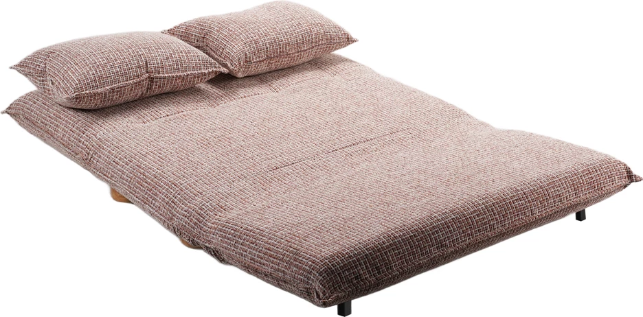 Futon divan për dy persona, palosës, terrakotë-bezhë me dizajn, 141x87x76cm