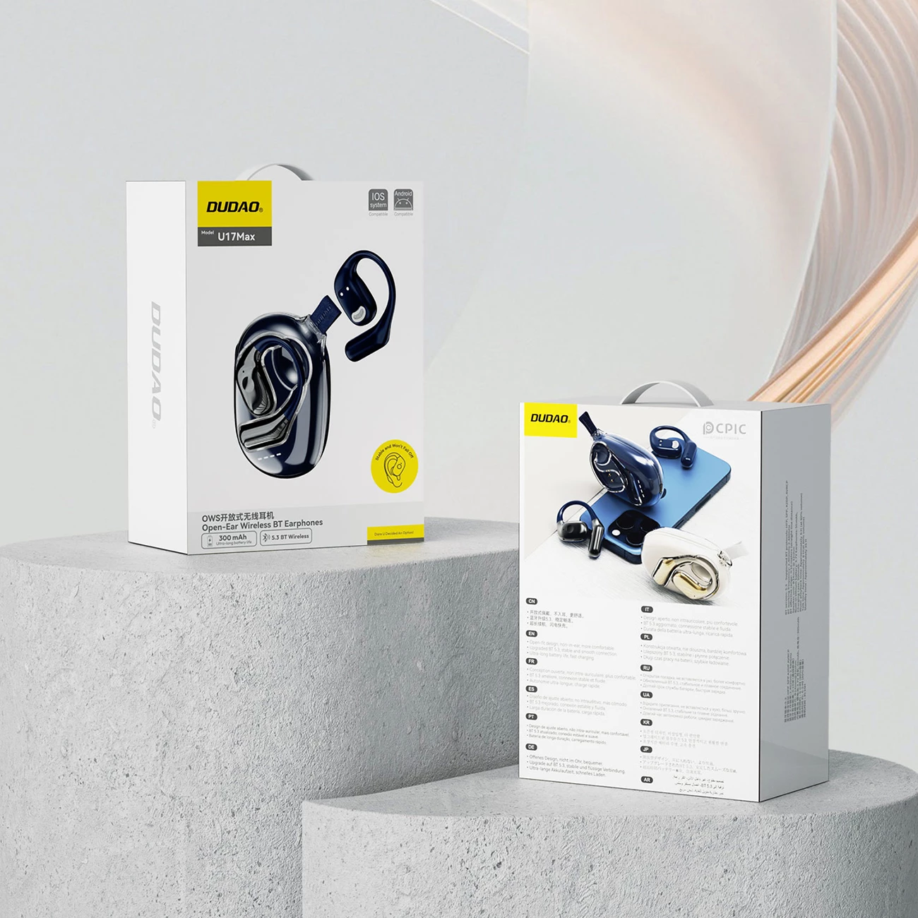 Kufje Bluetooth Dudao U17Max OWS, pa tela, USB-C, e zezë