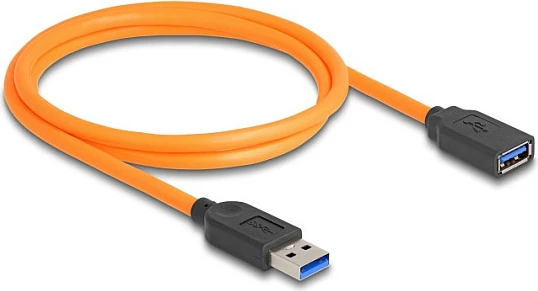 Kabllo zgjatëse USB DeLOCK USB-A mashkull në USB-A femër, 1 m, 5 Gbps, Portokalli