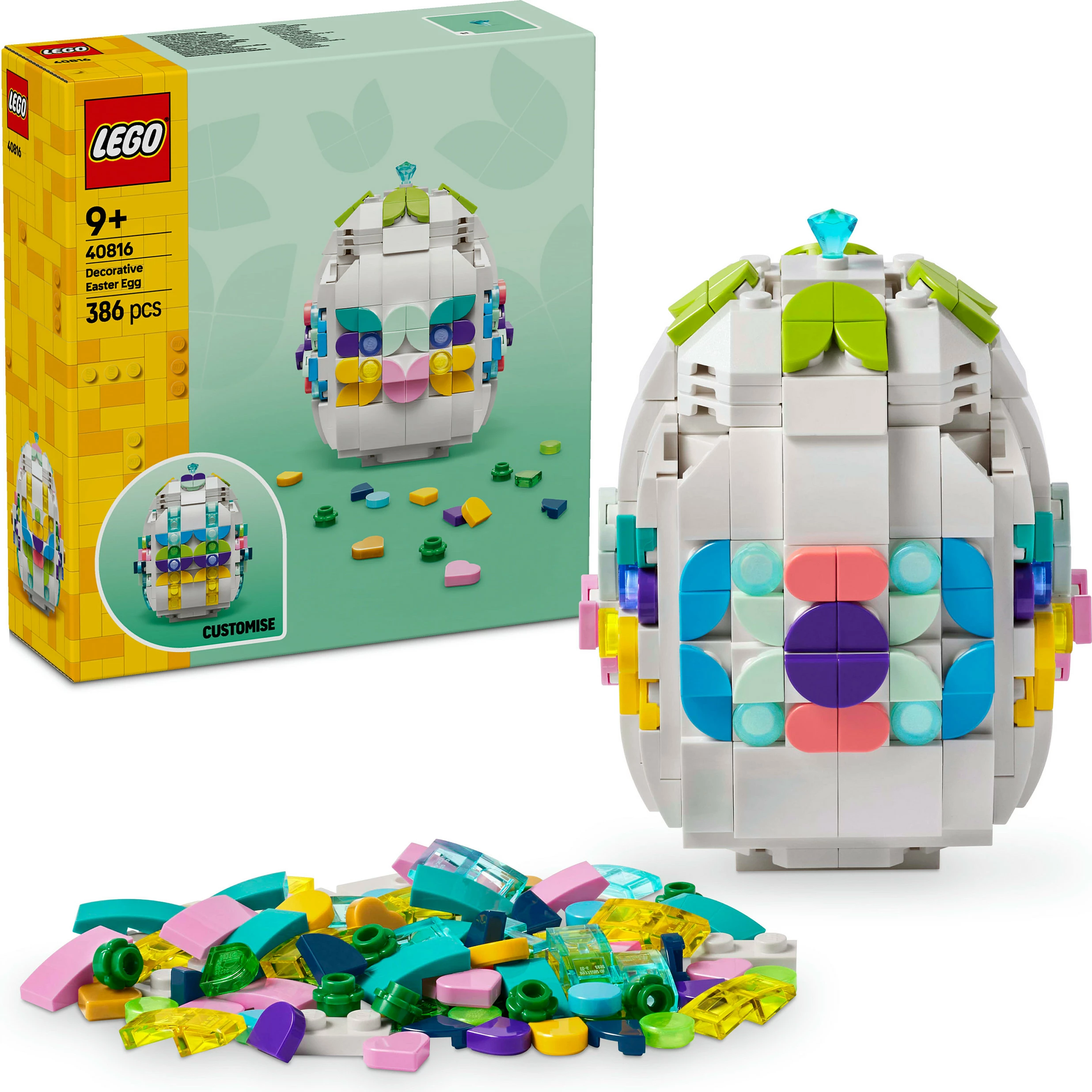 Set ndërtimi LEGO Iconic 40816 Decorative Easter Egg, 386 copë, 9+ vjeç, shumëngjyrësh